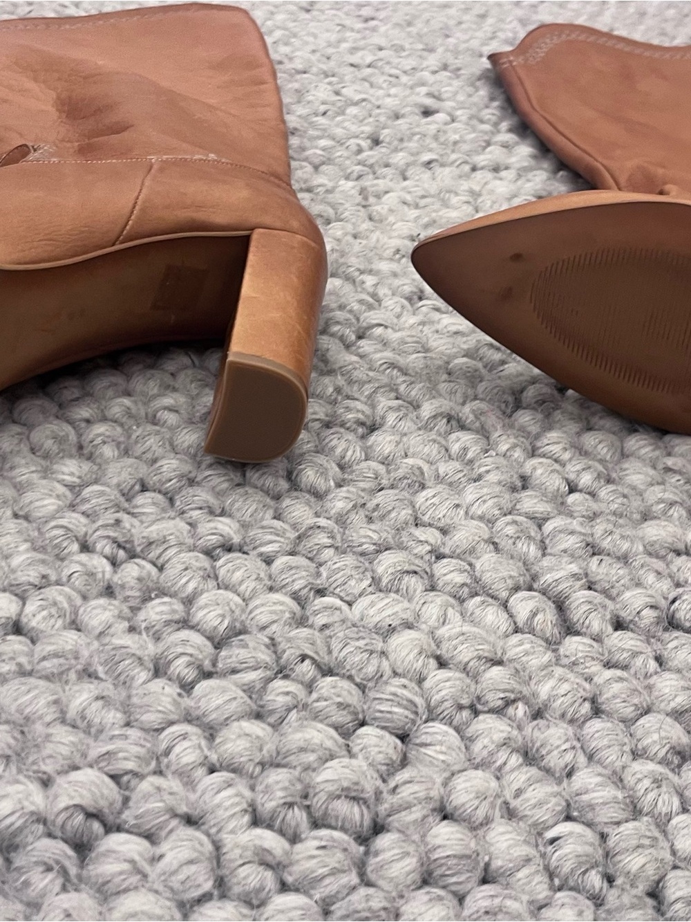 Brand New Anthropologie Tan Leather Pointed-Toe Mid-Calf Heeled Boots - Picture 3 of 5